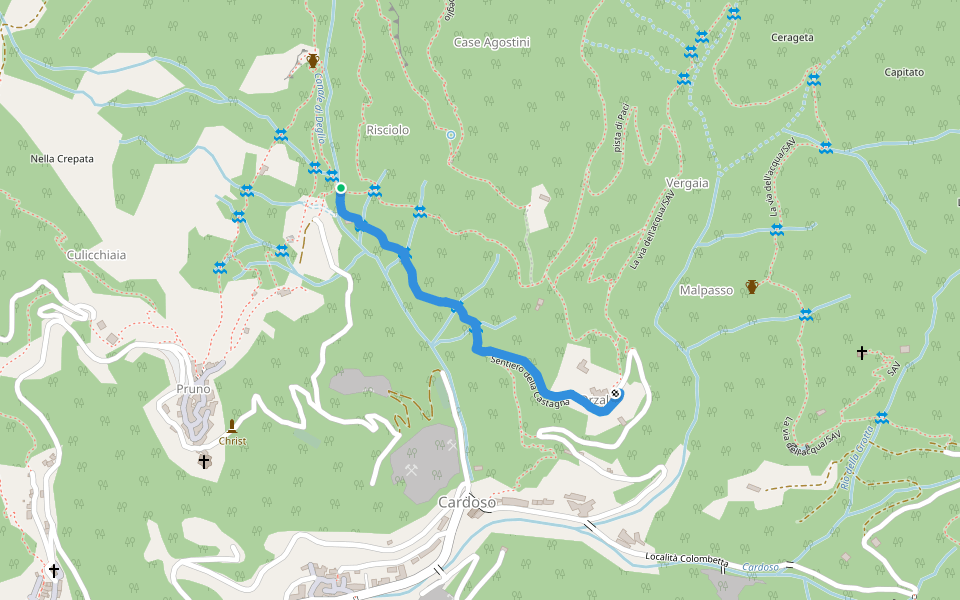 Sentiero della Castagna walking route map in Pruno