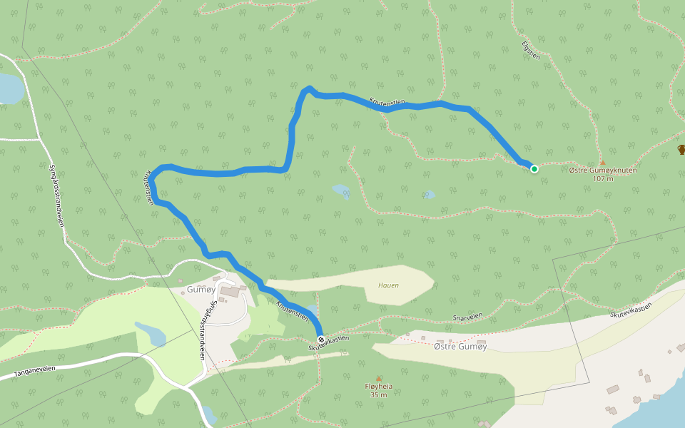 Knutenstien walking route map in Valle
