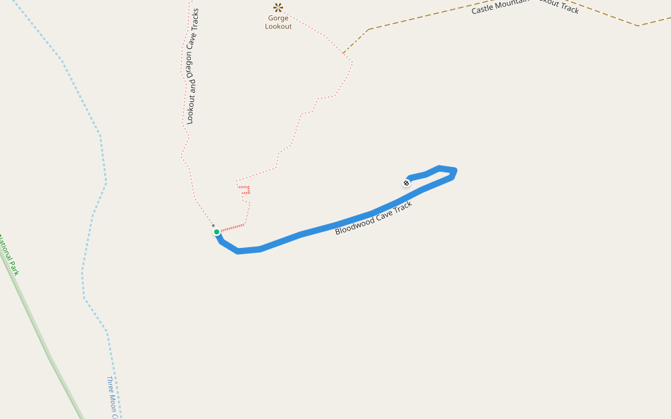 Bloodwood Cave Track walking route map in Cania