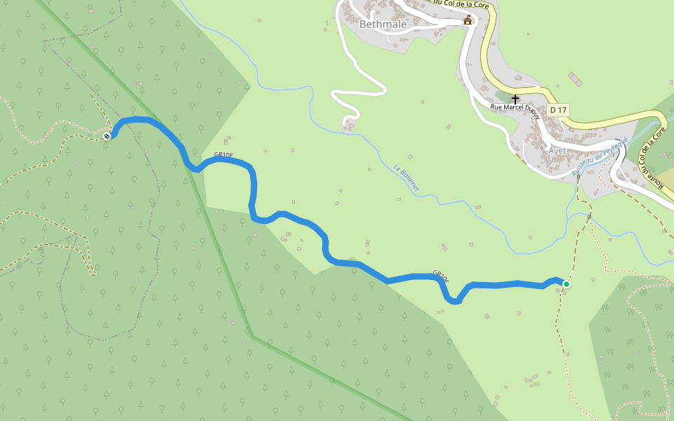 GR10E walking route map in Bethmale