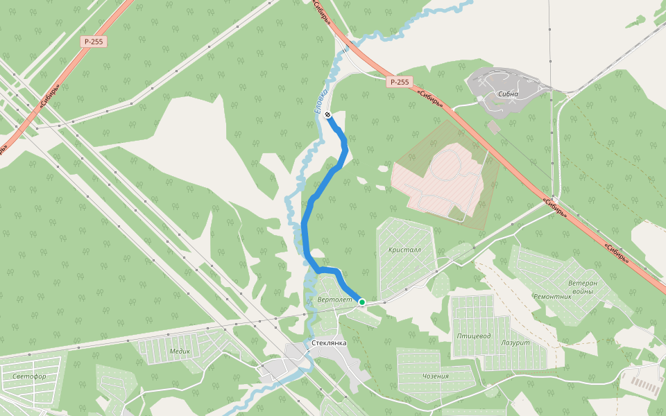 СНТ Вертолёт - Заброшенное стрельбище walking route map in Стеклянка (ангарский)