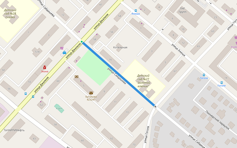 улица Сайдашева walking route map in Bugulma