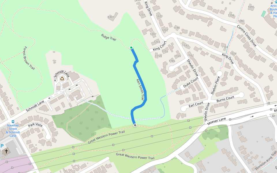 Ken Smith Trail walking route map in El Cerrito