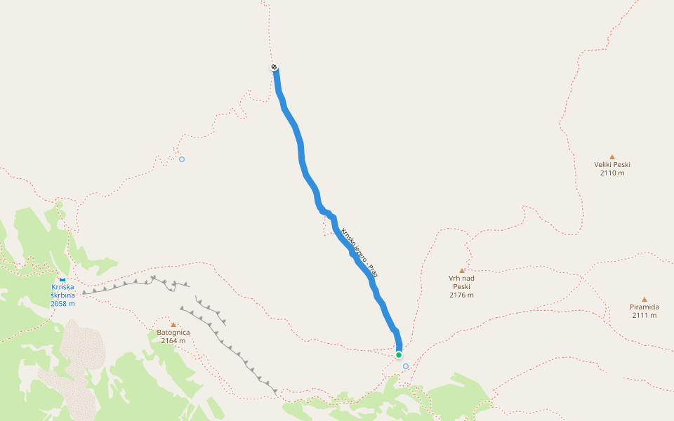Krnsko jezero - Prag walking route map in Krn