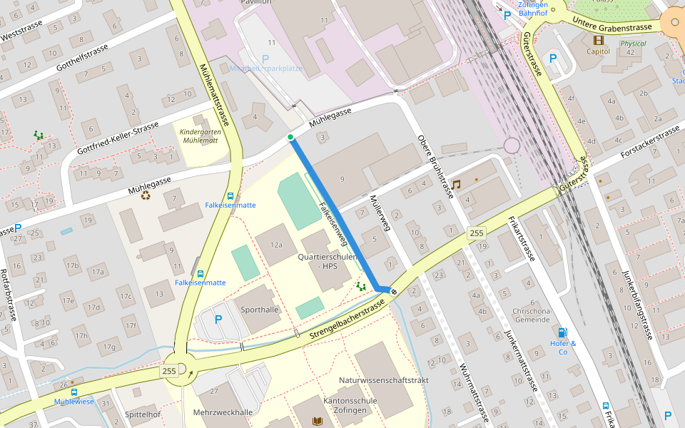 Falkeisenweg walking route map in Zofingen