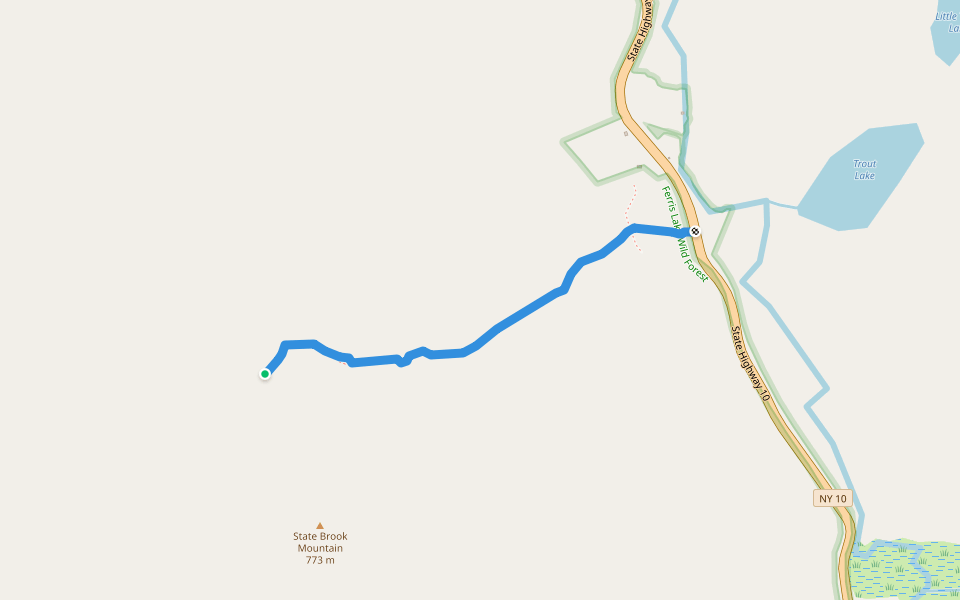 Statebrook Cliff path walking route map in Piseco