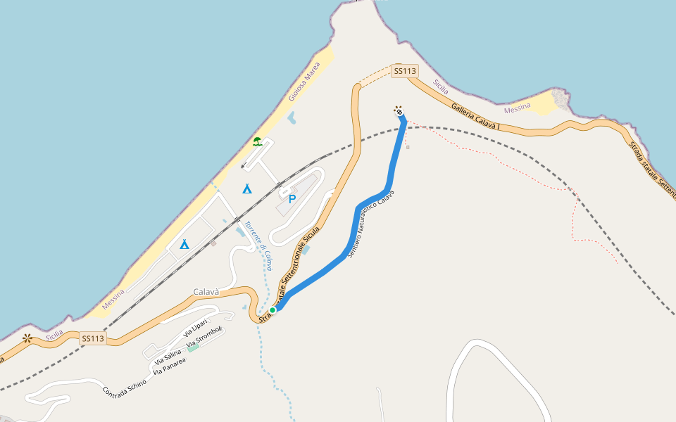 Sentiero Naturalistico Calavà walking route map in Calavà