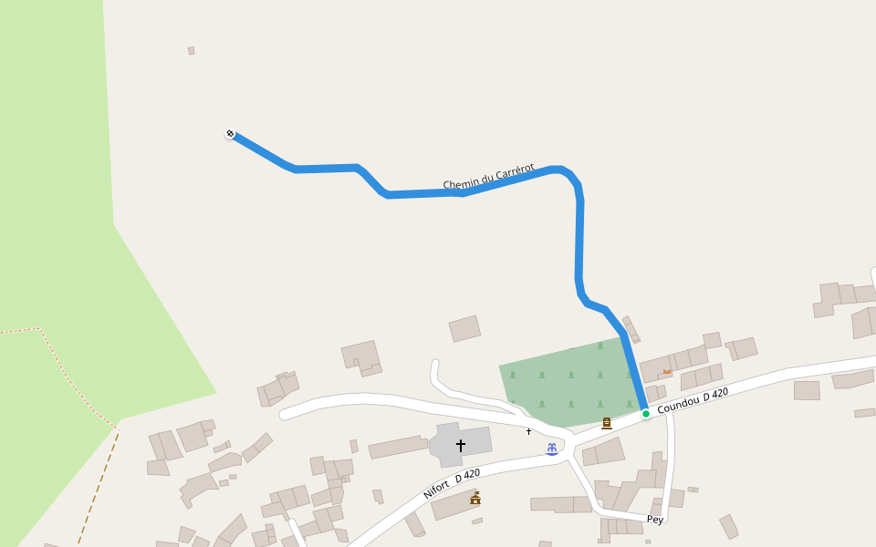 Chemin du Carrérot walking route map in Vèbre