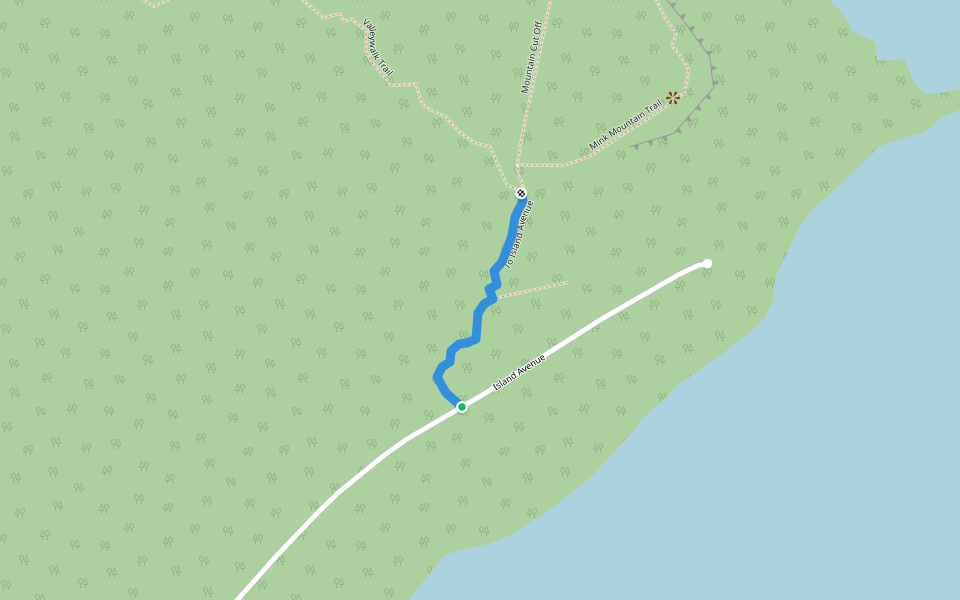 To Island Avenue walking route map in Neebing