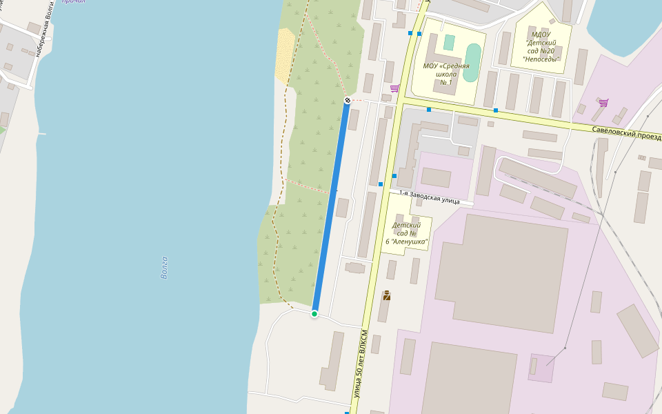 Савёловская набережная walking route map in Kimry