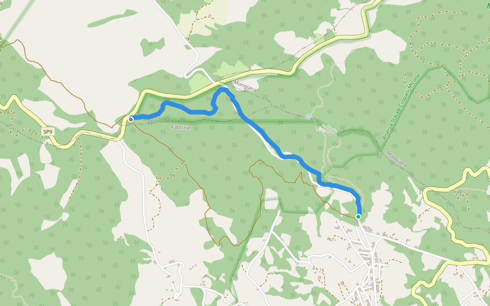 Percorso Garompolo walking route map in Fabrizia