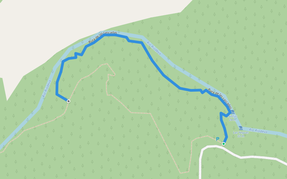 Ruta de las cascadas walking route map in Camarena de la Sierra