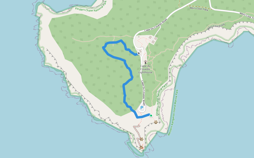 Cape du Couedic Hike walking route map in Flinders Chase
