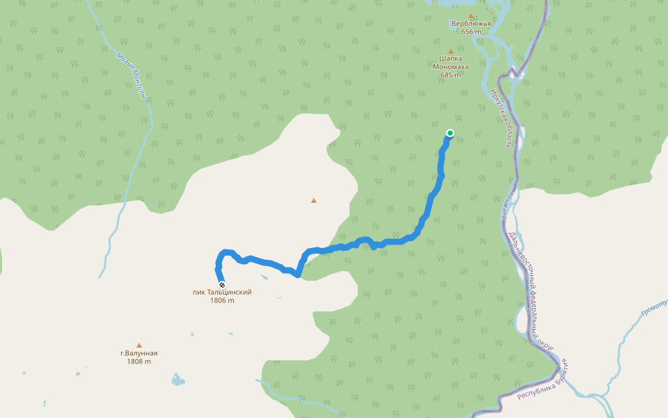 На п. Тальцинский walking route map in Vydrino