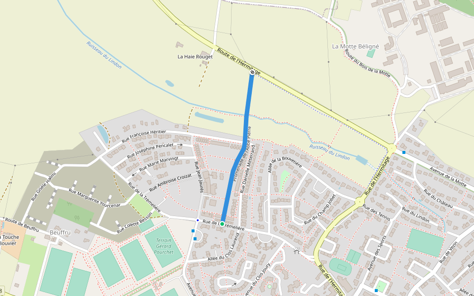 Promenade de l'Abbé Pierre walking route map in Le Rheu