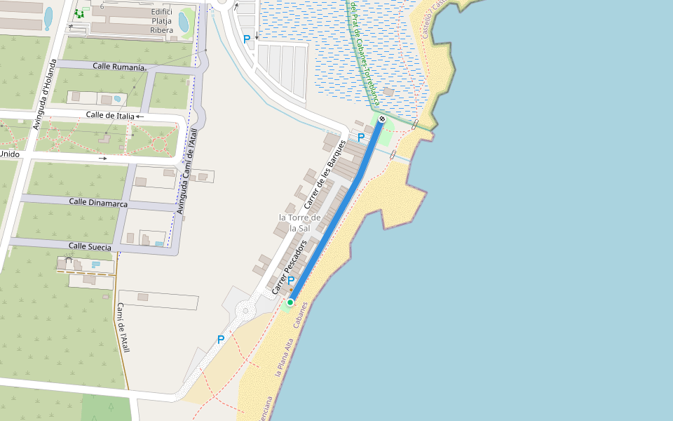 Carrer Mediterrani walking route map in la Torre de la Sal