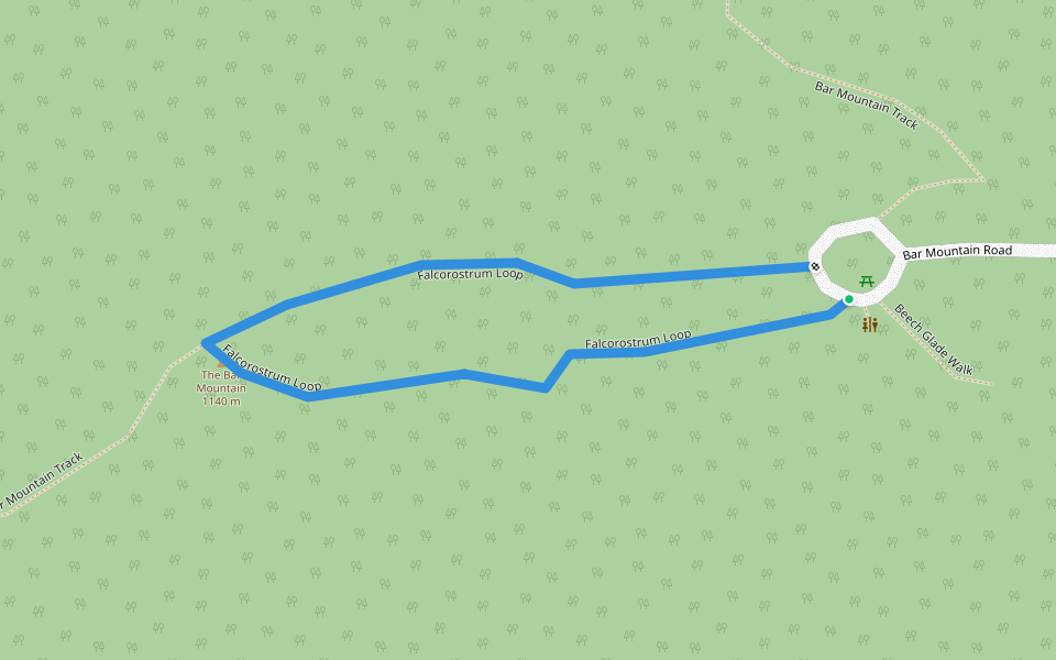Falcorostrum Loop walking route map in Upper Horseshoe Creek