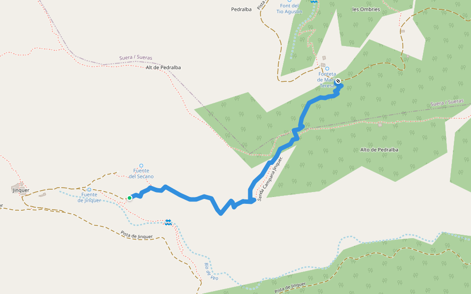 Senda Campana Jinquer. walking route map in L'Alcúdia de Veo
