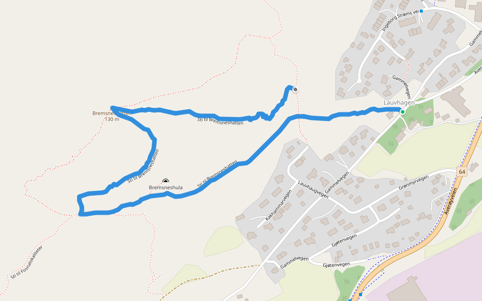 Sti til Bremsneshatten walking route map in Bremsnes