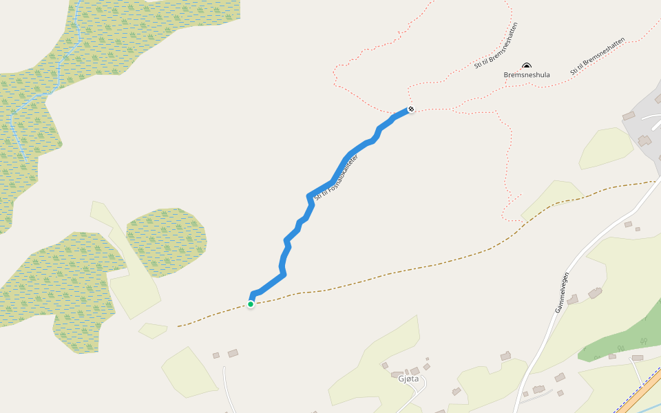 Sti til Fosnalokaliteter walking route map in Kjerkevågen