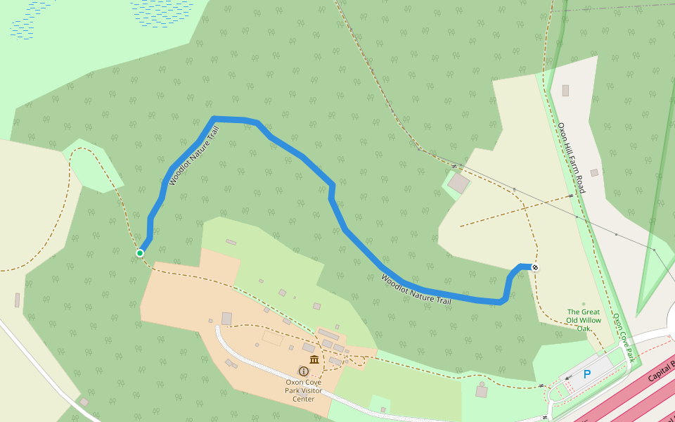 Woodlot Nature Trail walking route map in Oxon Hill
