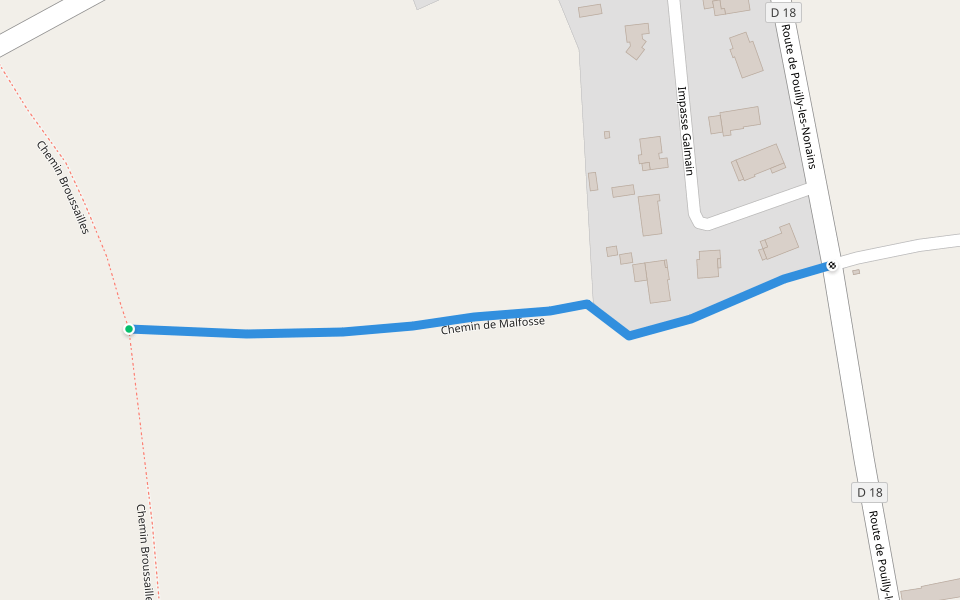 Chemin de Malfosse walking route map in Saint-Romain-la-Motte