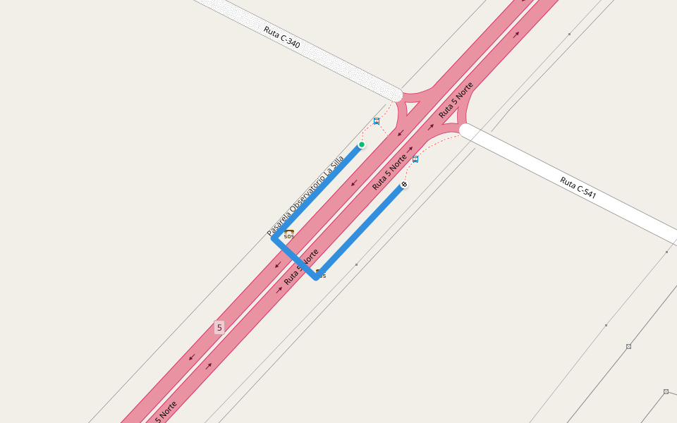 Pasarela Observatorio La Silla walking route map in Copiapó