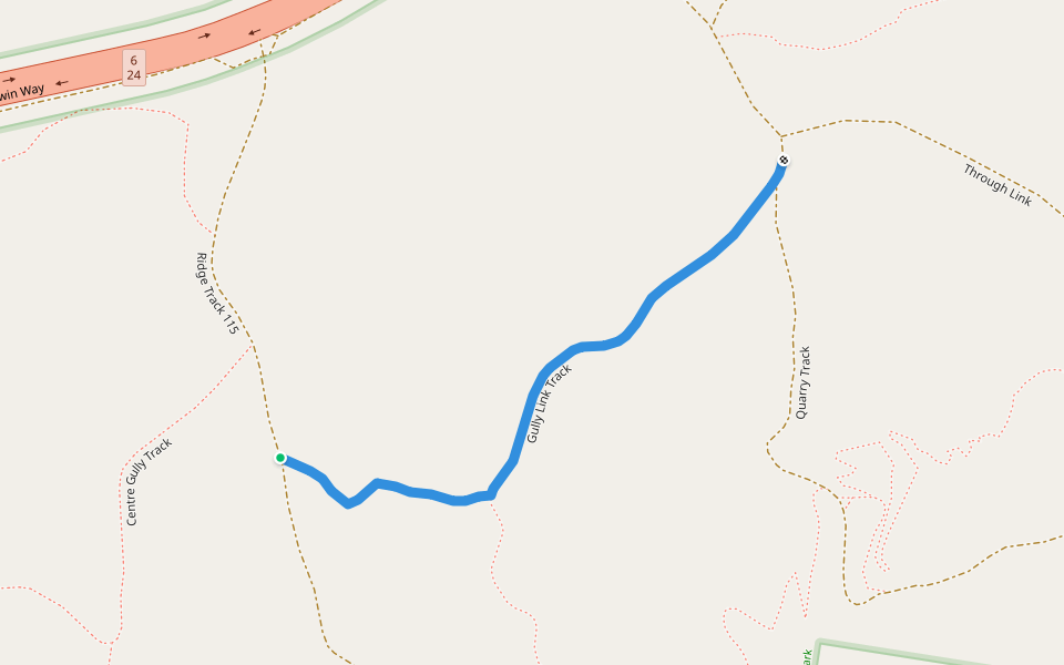 Gully Link Track walking route map in Bells Creek