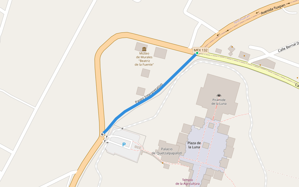 Paseo Interpretativo walking route map in San Martín de las Pirámides