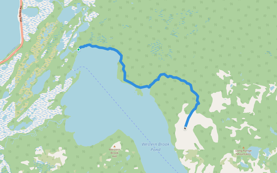 Snug Harbour to North Rim walking route map in Norris Point
