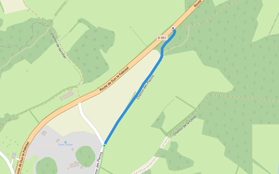 Chemin des Placins walking route map in La Souterraine