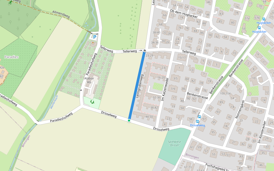 Leimgrubenweg walking route map in Binningen
