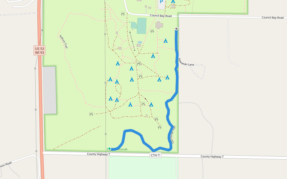 Old Horse Trail walking route map in Holmen