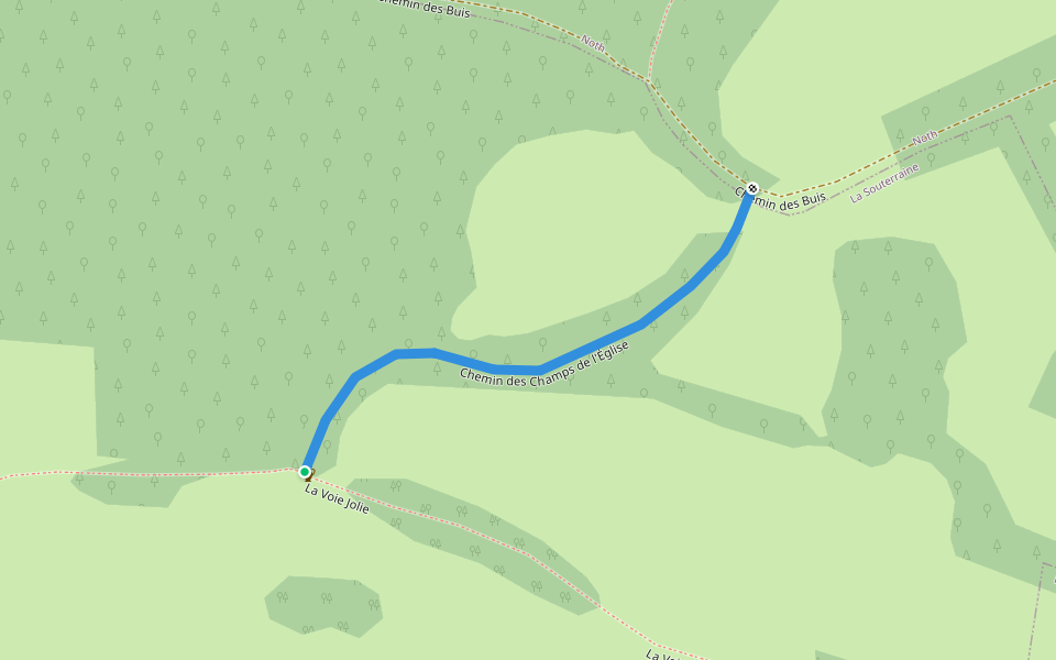 Chemin des Champs de l'Église walking route map in La Souterraine