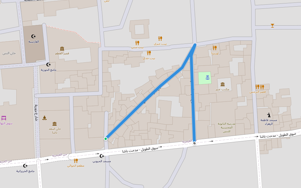 شارع بحرة الأسعدي walking route map in Damascus
