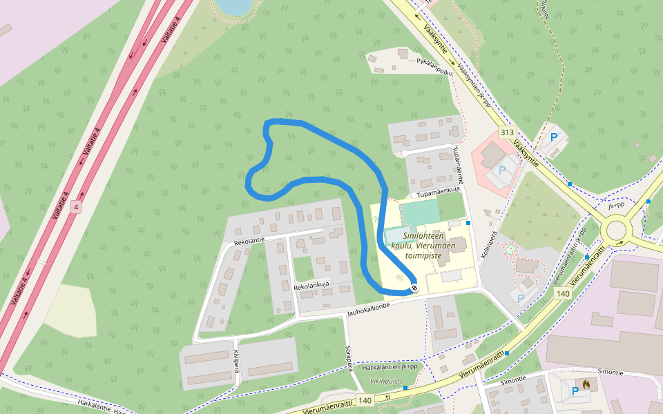 pururata walking route map in Vierumäki