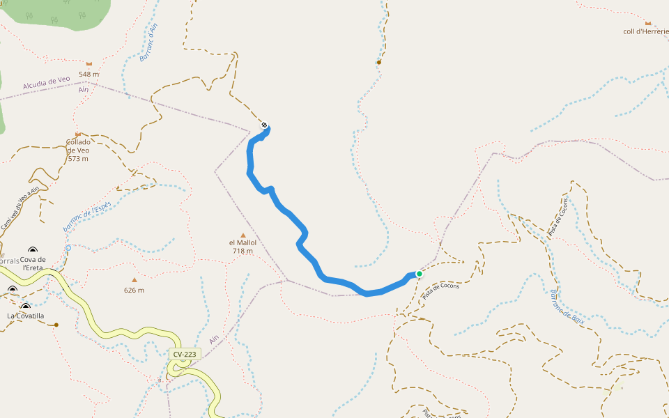 Senda de Inframundo. walking route map in Eslida