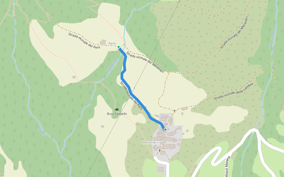 Strada vicinale dei Perli walking route map in Meceneri