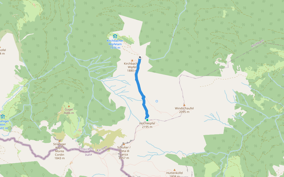 Kirbacher Wipfel Alm walking route map in Unterdöbernitzen