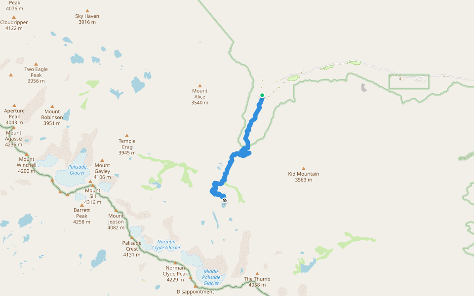 South Fork Big Pine Creek Trail walking route map in Big Pine