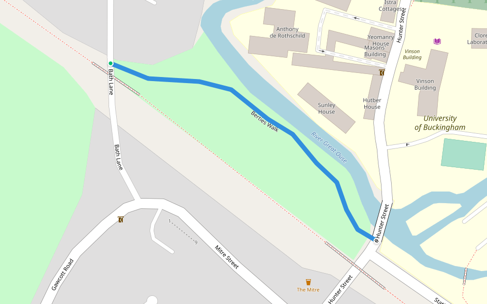 Berties Walk walking route map in Buckingham