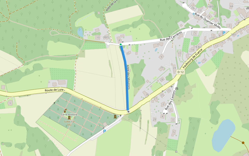 Allée des Moutons walking route map in Giromagny