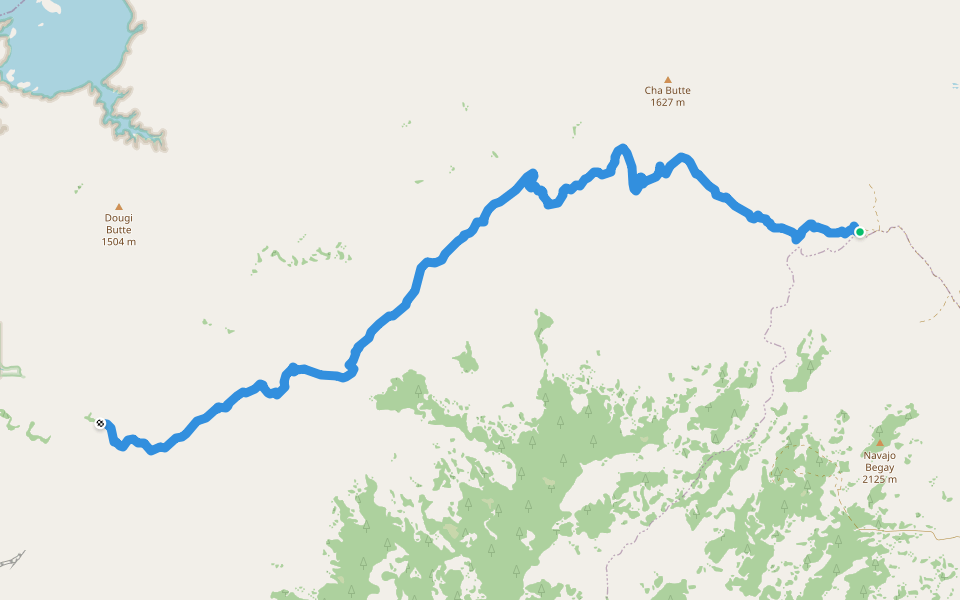 Navajo Mountain -- Rainbow Bridge Trail North walking route map in Tonalea