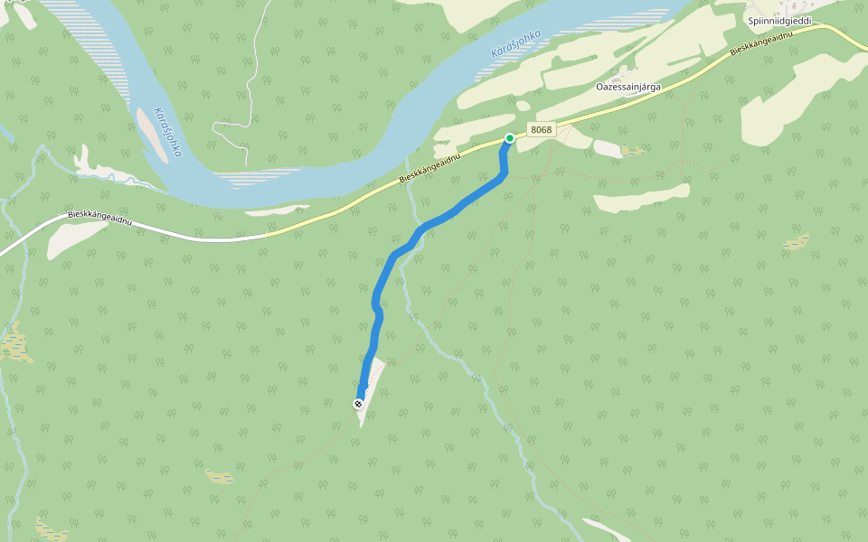 Sámmáljohka walking route map in Assebakte