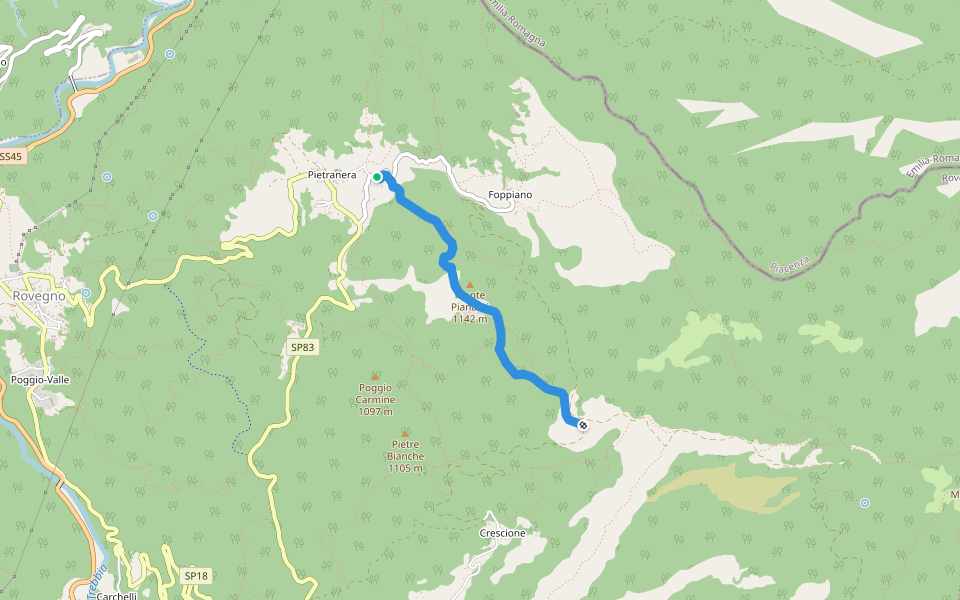 Direttissima a Pietranera walking route map in Pietranera