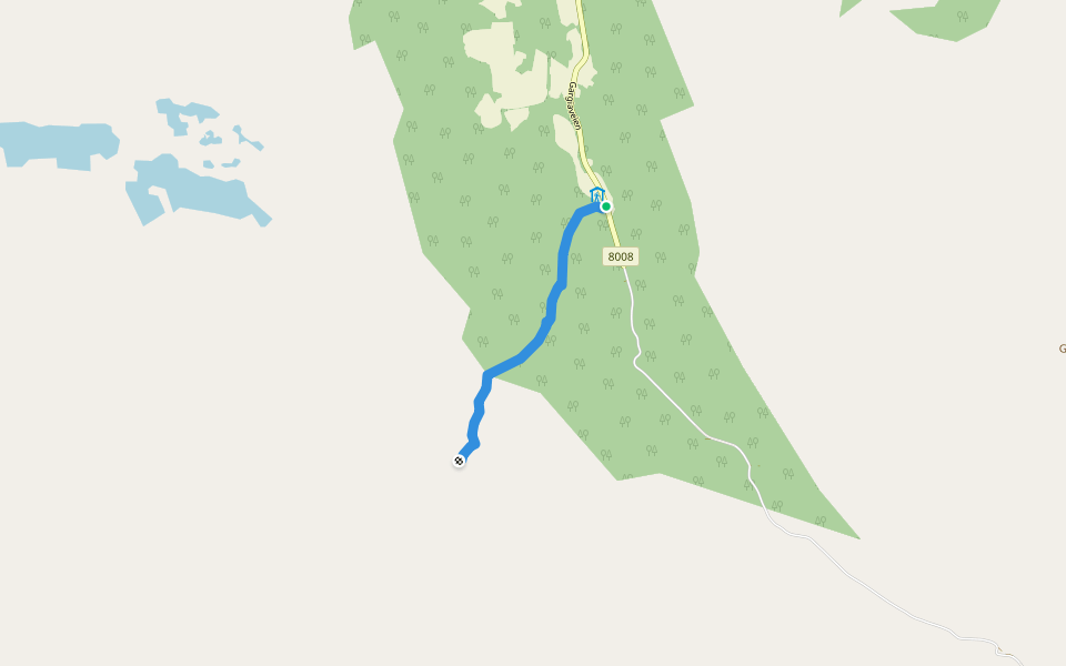Orvvosfossen walking route map in Gargia