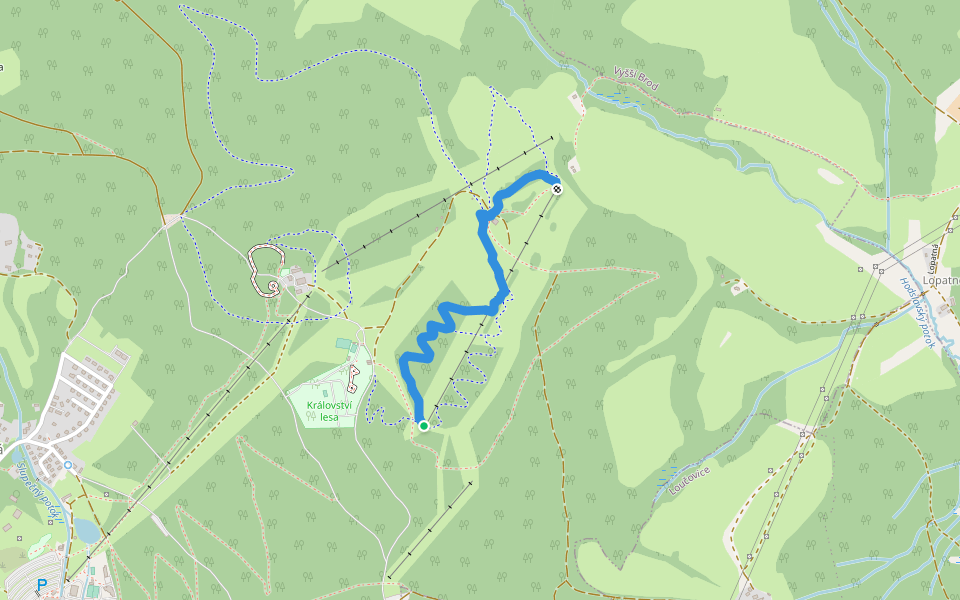 Modrý trail walking route map in Lipno nad Vltavou