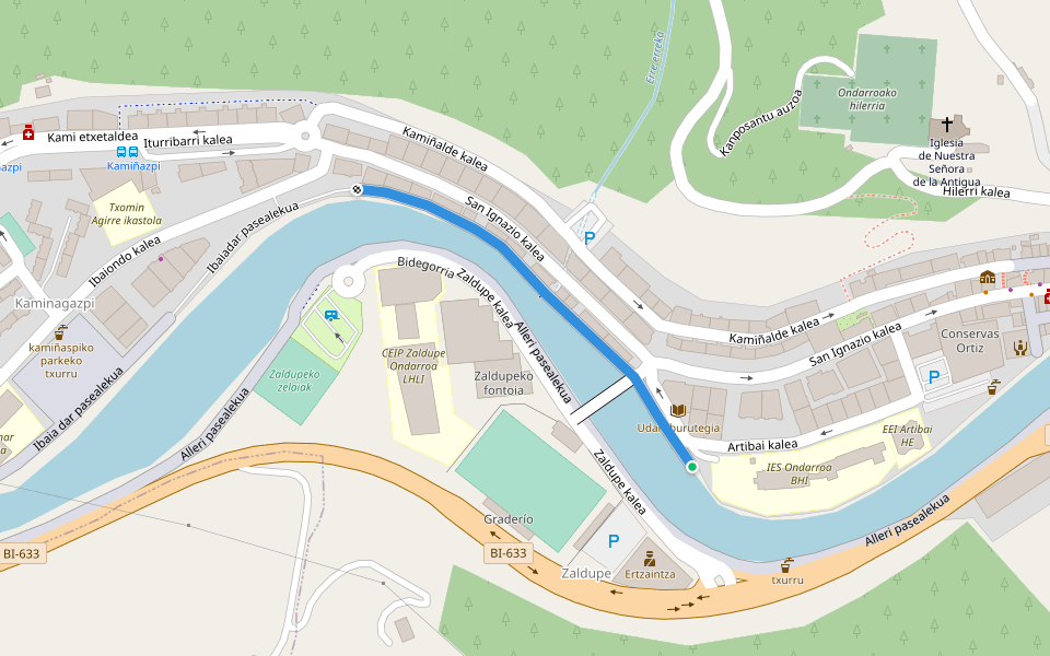 Ibaiadar pasealekua walking route map in Ondarroa