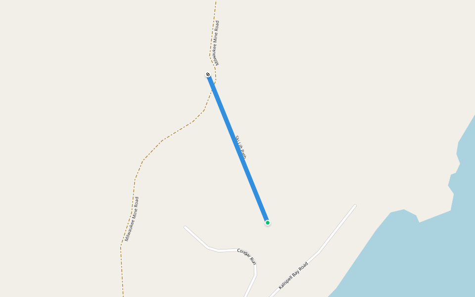 Ski Lift Path walking route map in Priest Lake