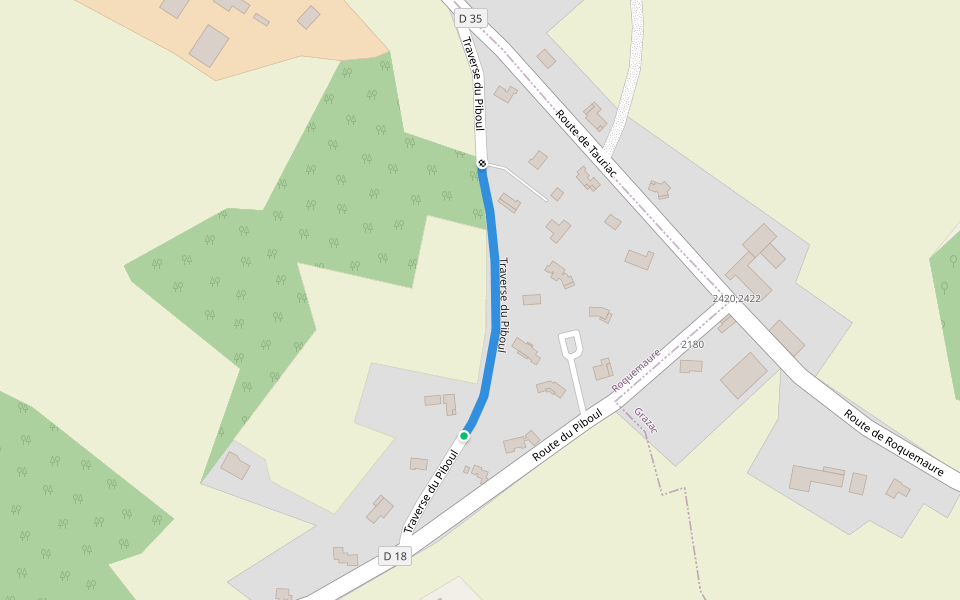 Traverse du Piboul walking route map in Roquemaure